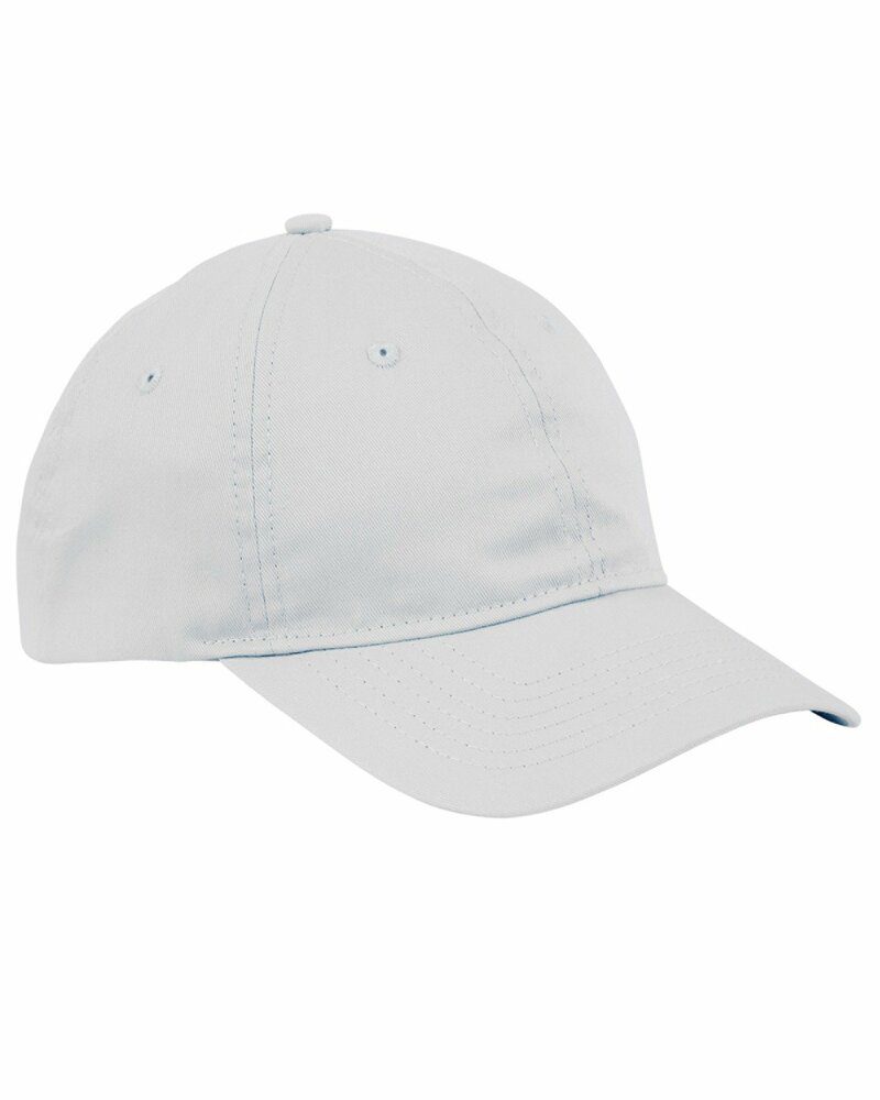 BX880_WHITE_front A white hat with a blue stripe on the side.