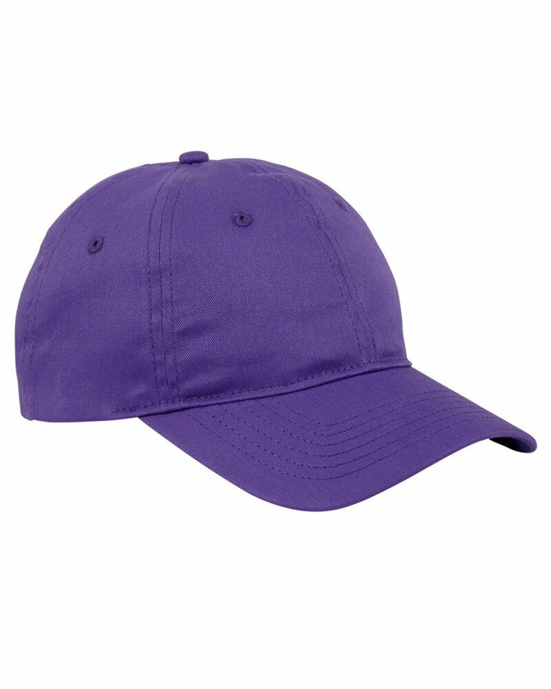 A purple hat is on the ground