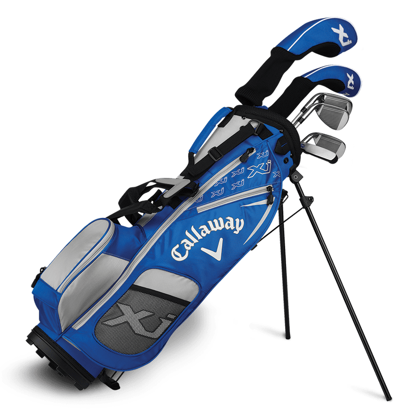 juniors-2018-xj_4___1 A blue and silver golf bag with the word callaway on it.