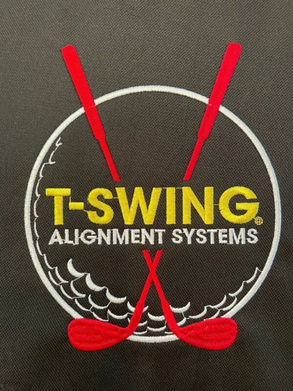 A t-swing alignment system logo with two red plastic handles.